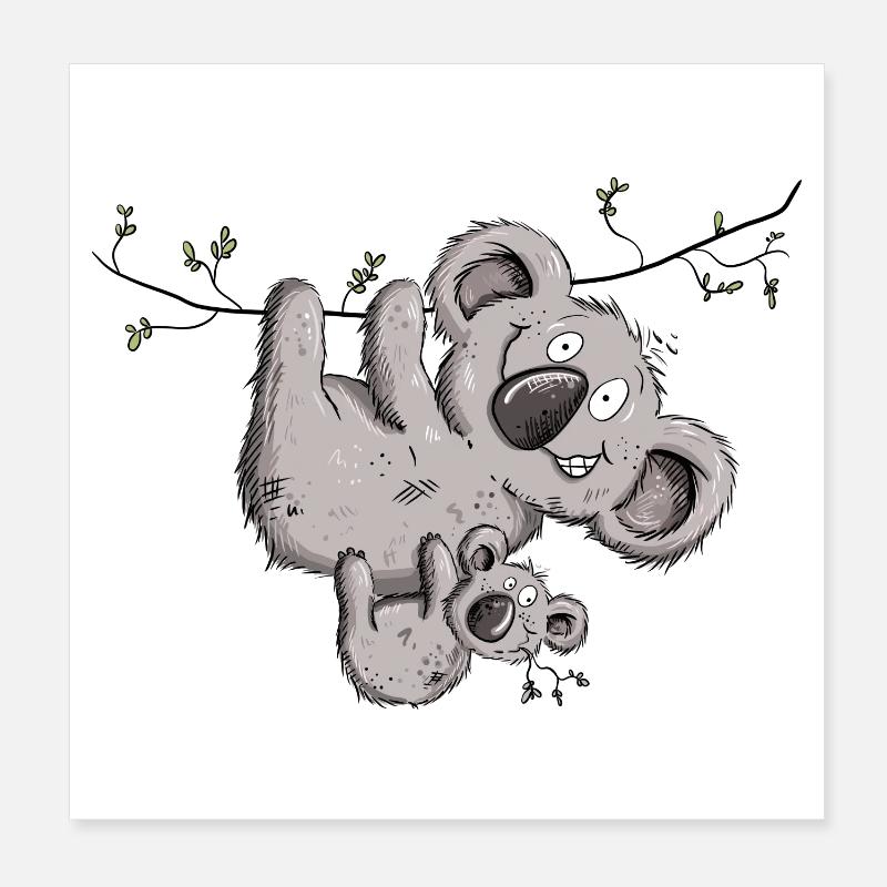 Drolliger Koala Bär Mit Koala Baby Poster 20x20 cm