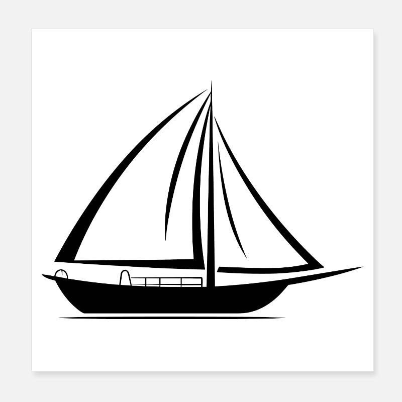 Sailboat Drawing Poster 8" x 8" (20x20 cm)