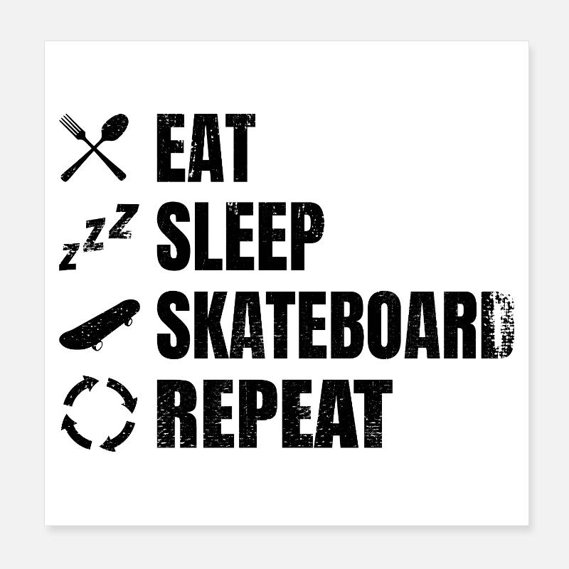 Skateboarder Daily Routine Poster 8" x 8" (20x20 cm)