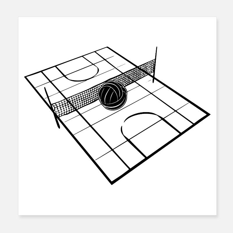 Volleyballfeld Poster 20x20 cm