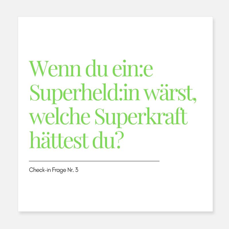 Check-in Frage Nr. 3 - Poster 20x20 cm - Weiß
