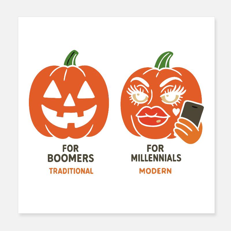 Expressive Halloween Pumpkin Designs Poster 8" x 8" (20x20 cm)