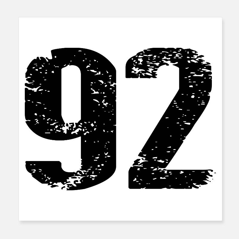 92 Number Jersey Poster 8" x 8" (20x20 cm)