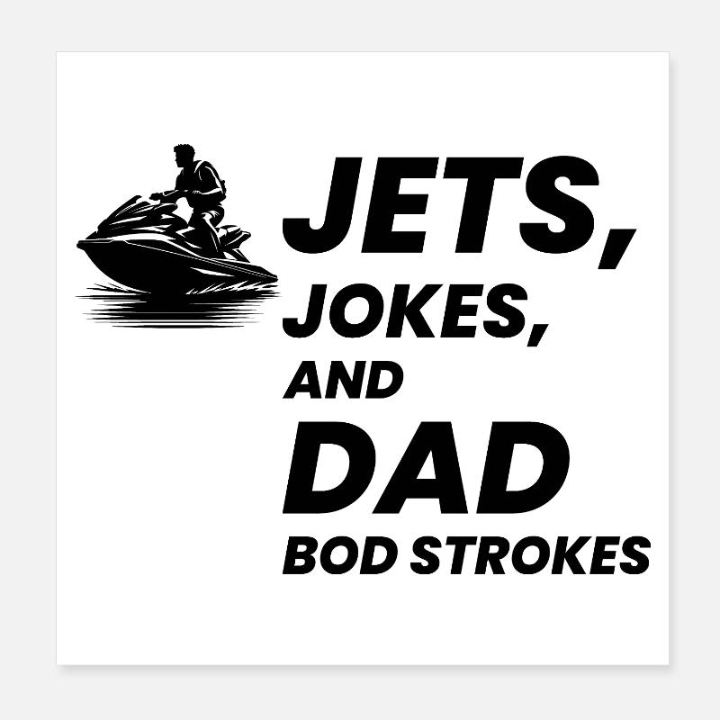 Lustiger Jetski Papa Bod Sommer Poster 20x20 cm