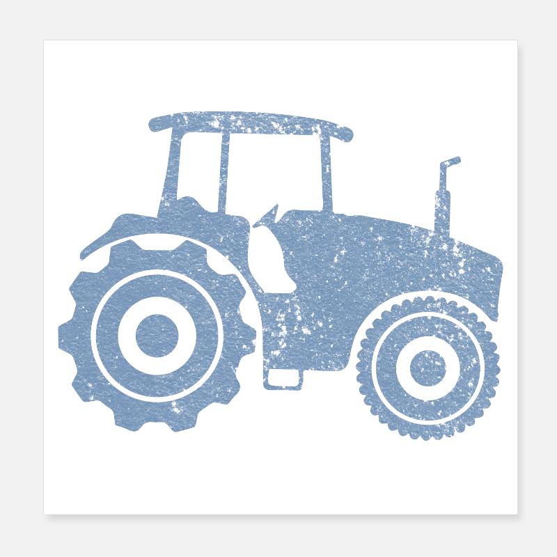 Tractor Silhouette Farmer Grunge Design Poster 8" x 8" (20x20 cm)