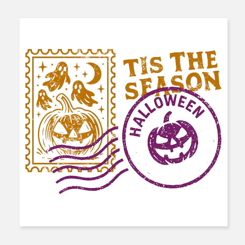 Scary Halloween pumpkin with ghosts Poster 8" x 8" (20x20 cm)