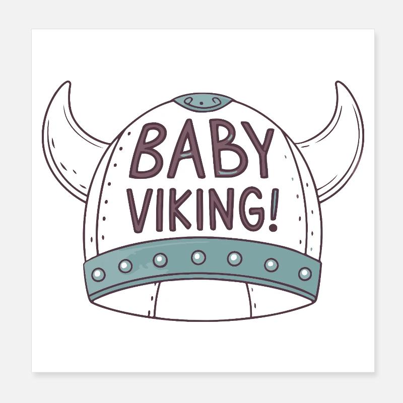 Bébé Viking Casque Illustré Poster 20 x 20 cm