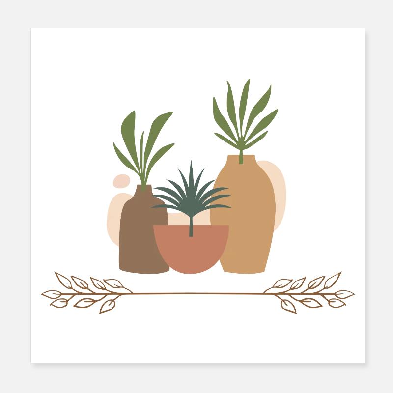 Vasenpflanzen Collage Poster 20x20 cm