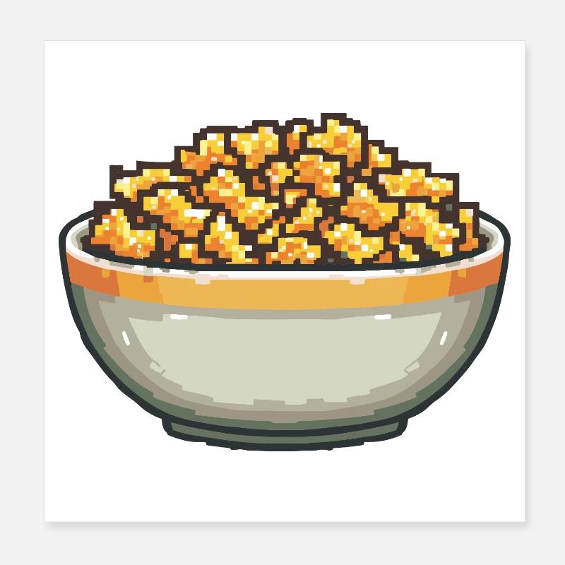 Bol de pop-corn Pixel Art Poster 20 x 20 cm