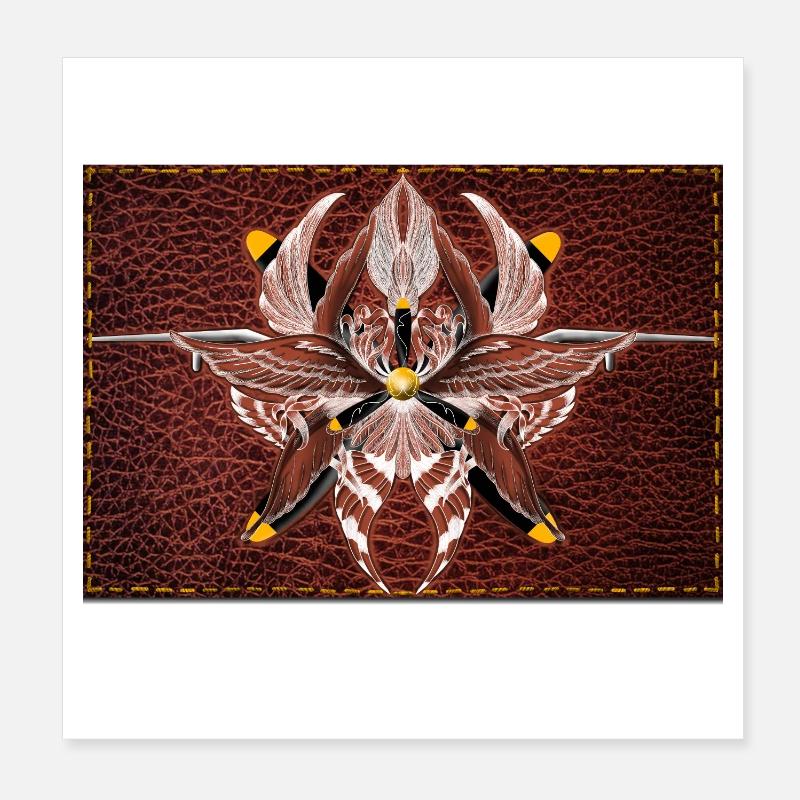 Mandala Firewing sur aspect cuir Poster 20 x 20 cm