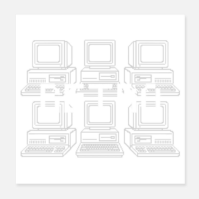 Rétro grille informatique techno Poster 20 x 20 cm