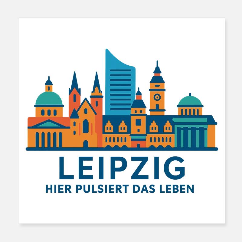 Silhouette palpitante de la ligne d’horizon de Leipzig Poster 20 x 20 cm