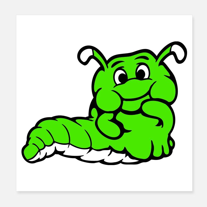 Caterpillar Worm Shy Friendly Curious Looking Poster 8" x 8" (20x20 cm)