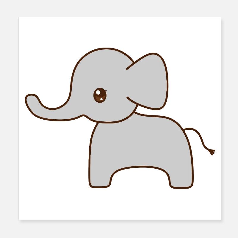 Gentle Grey Elephant Sketch Poster 8" x 8" (20x20 cm)