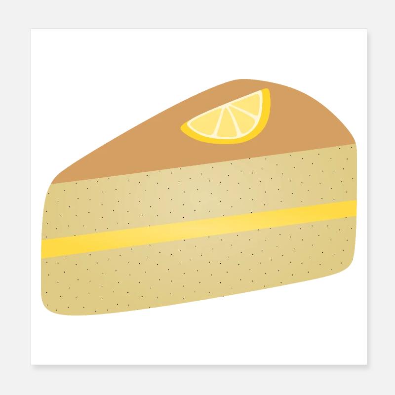 Zitronenscheibe Mohnkuchen Dessert Zitrus Poster 20x20 cm