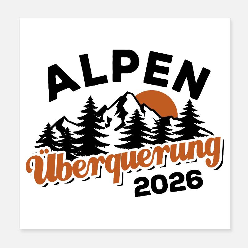 Alpen Überquerung 2026 - Wandern Poster 20x20 cm