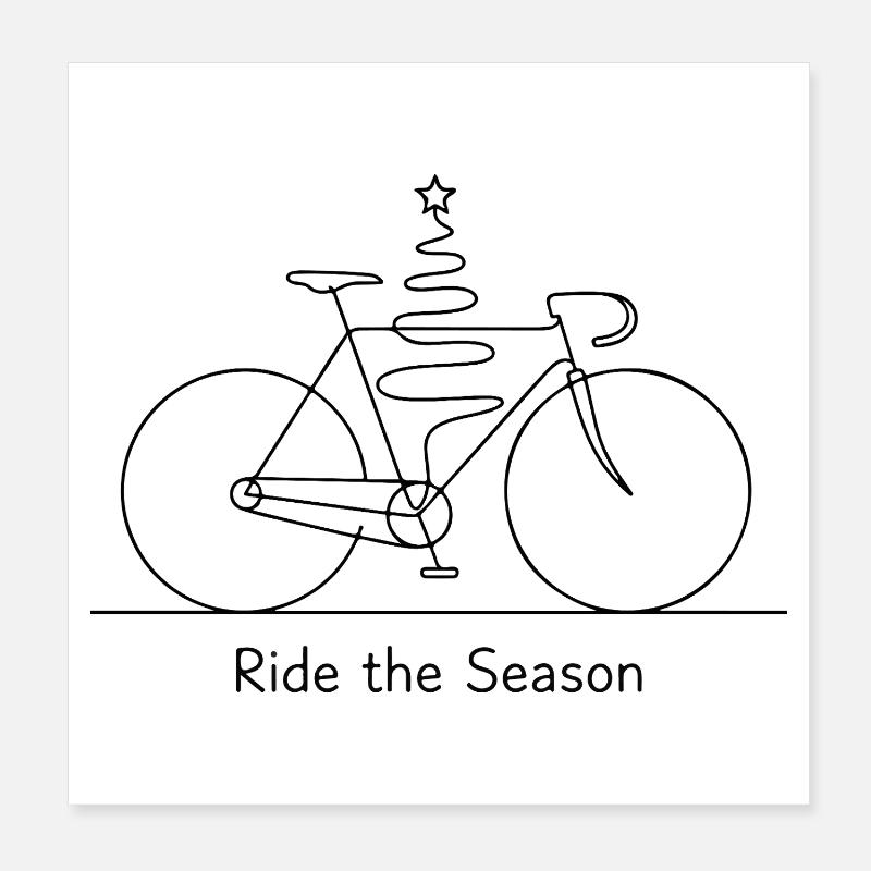 Dessin saisonnier du trait de vélo Poster 20 x 20 cm