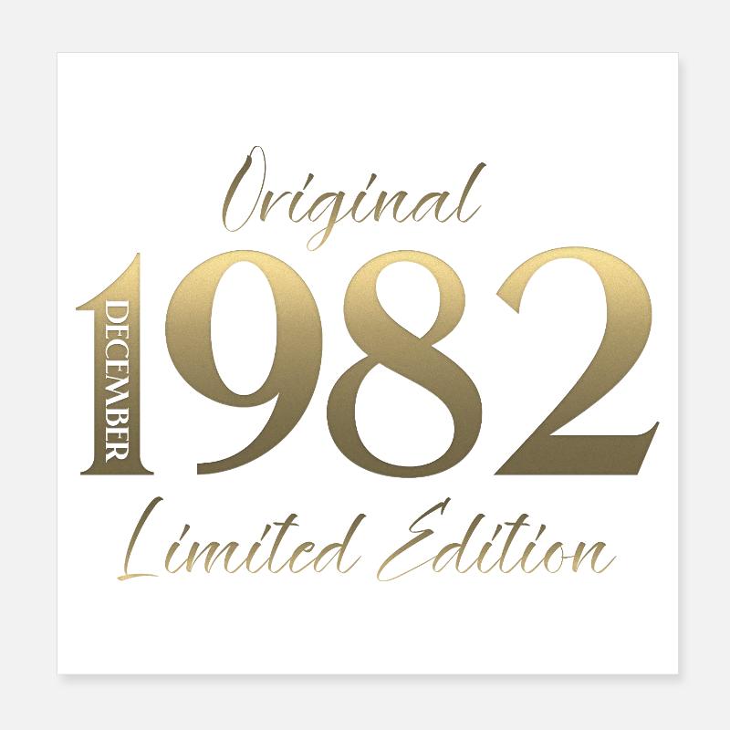 43e anniversaire Original Décembre Millésime 1982 Poster 20 x 20 cm