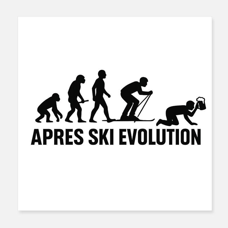  Apres Ski Evolution Skifahren Skiurlaub Poster 20x20 cm