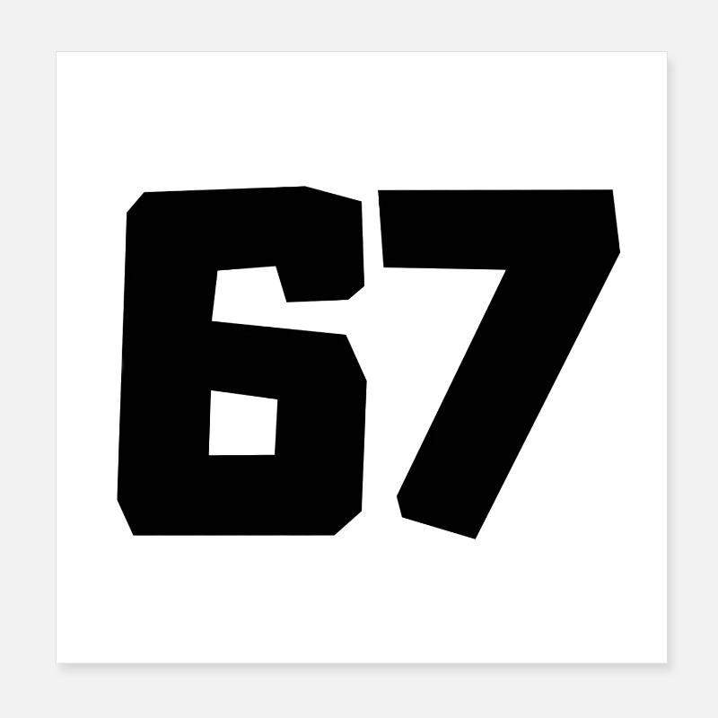 Retro 67 Numbers Typo Graphic Poster 8" x 8" (20x20 cm)