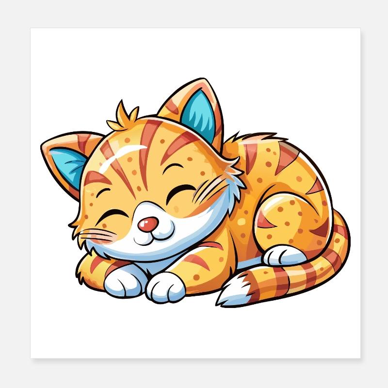 Chat endormi Poster 20 x 20 cm