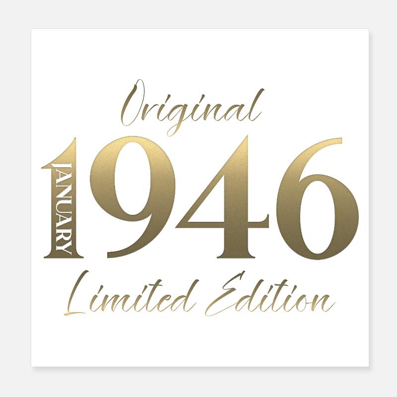 80e anniversaire Original janvier Né en 1946 Poster 20 x 20 cm