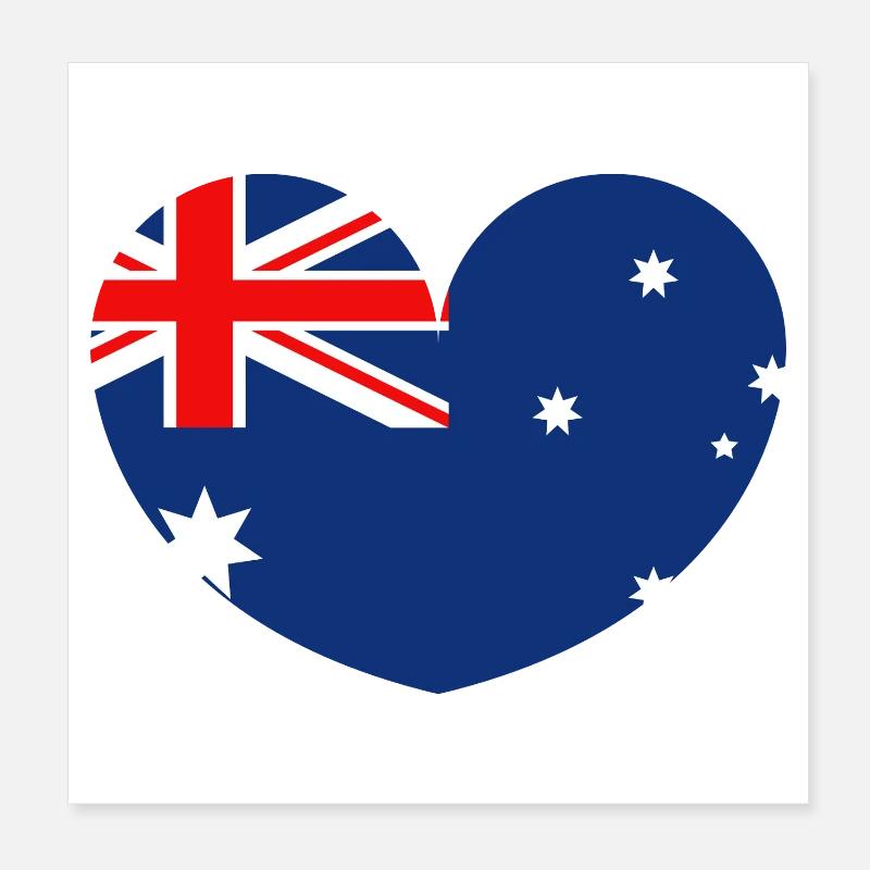 Drapeau australien avec cœur Poster 20 x 20 cm