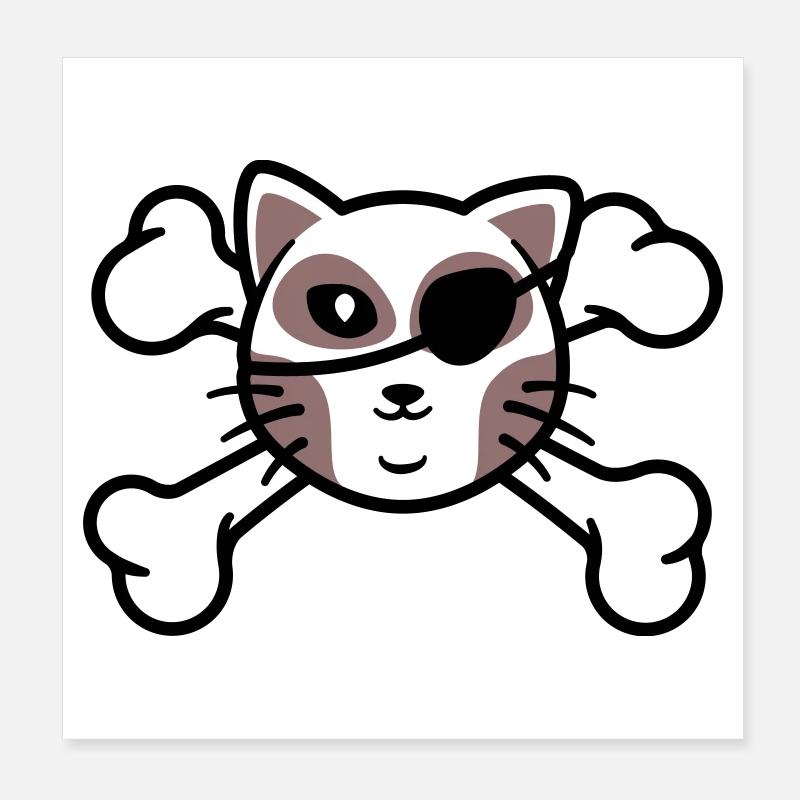 Piraten-Kätzchen-Schädelpatch Poster 20x20 cm