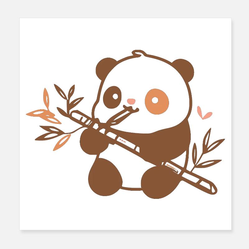 Cuddly Panda with Bamboo Poster 8" x 8" (20x20 cm)