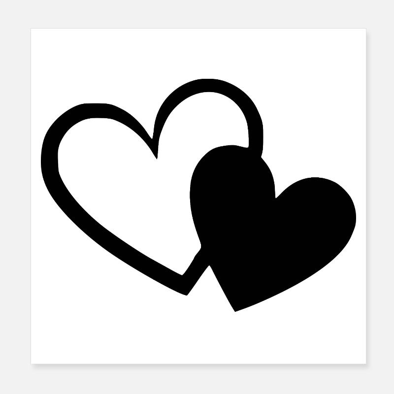 Valentinstag Schwarzes Herz, Valentinstag Poster 20x20 cm