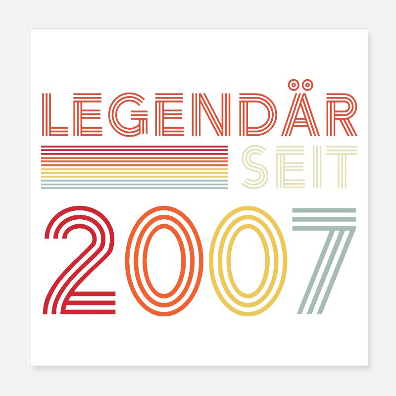 Legendary Since 2007 Man Birthday Poster 8" x 8" (20x20 cm)