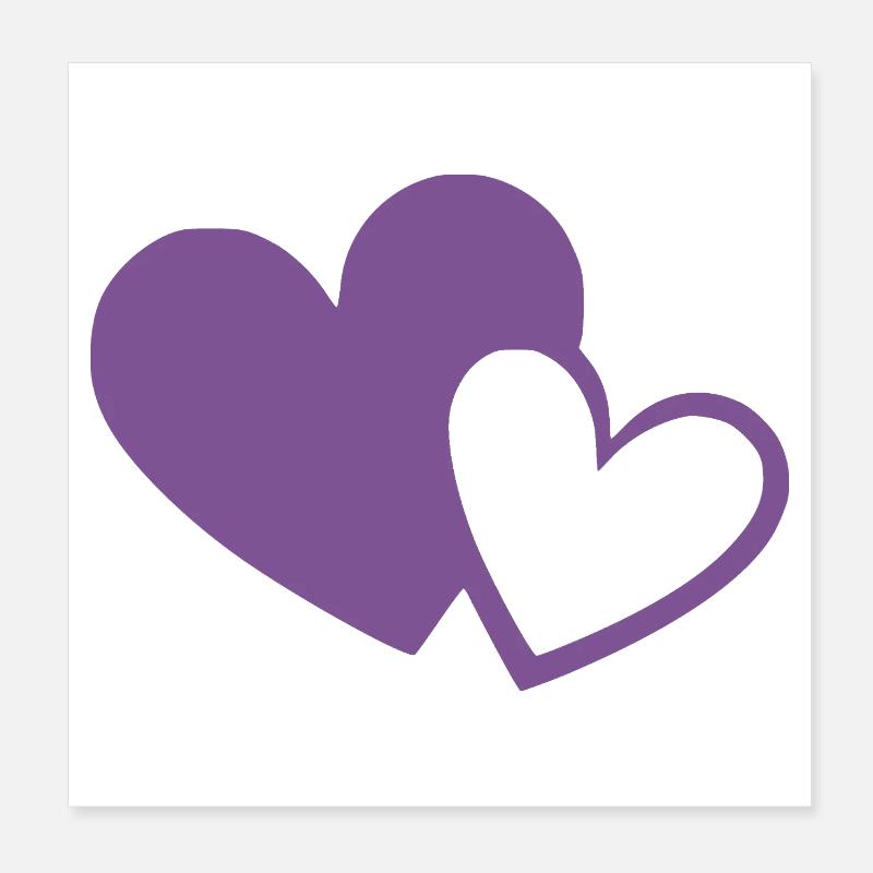 violet heart two violet hearts gift Poster 8" x 8" (20x20 cm)