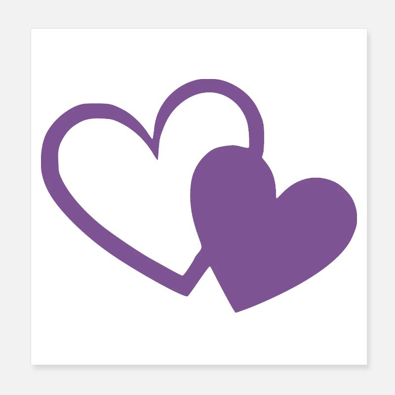 violet heart two violet hearts gift Poster 8" x 8" (20x20 cm)