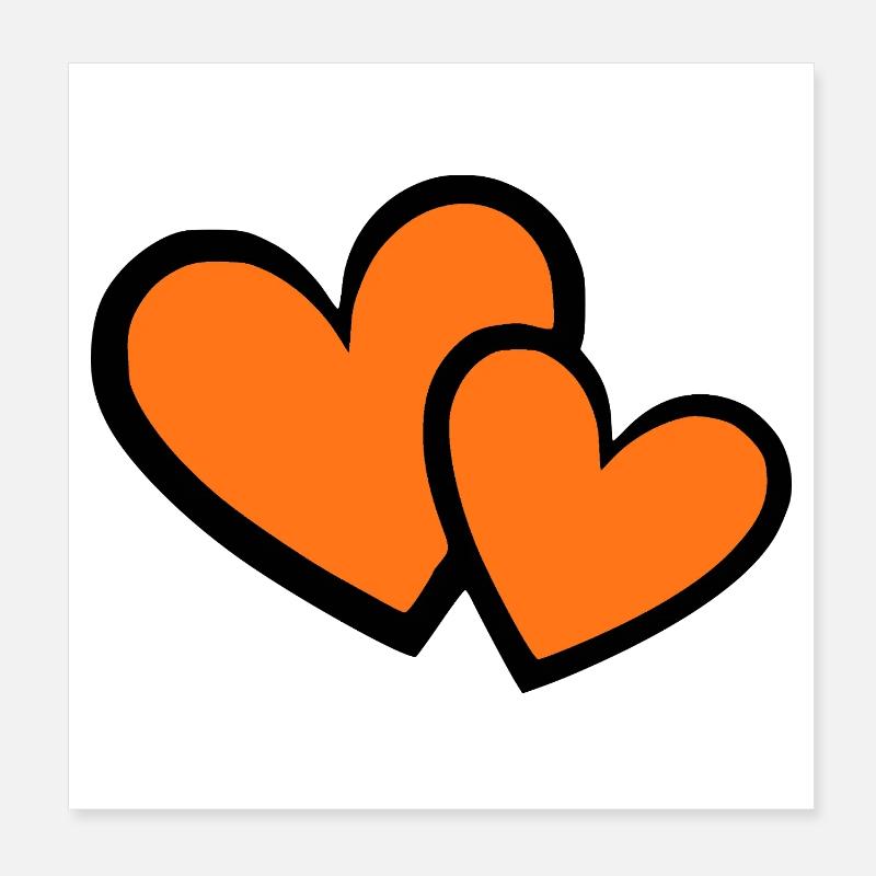 orange heart 2 hearts heart pattern gift Poster 8" x 8" (20x20 cm)