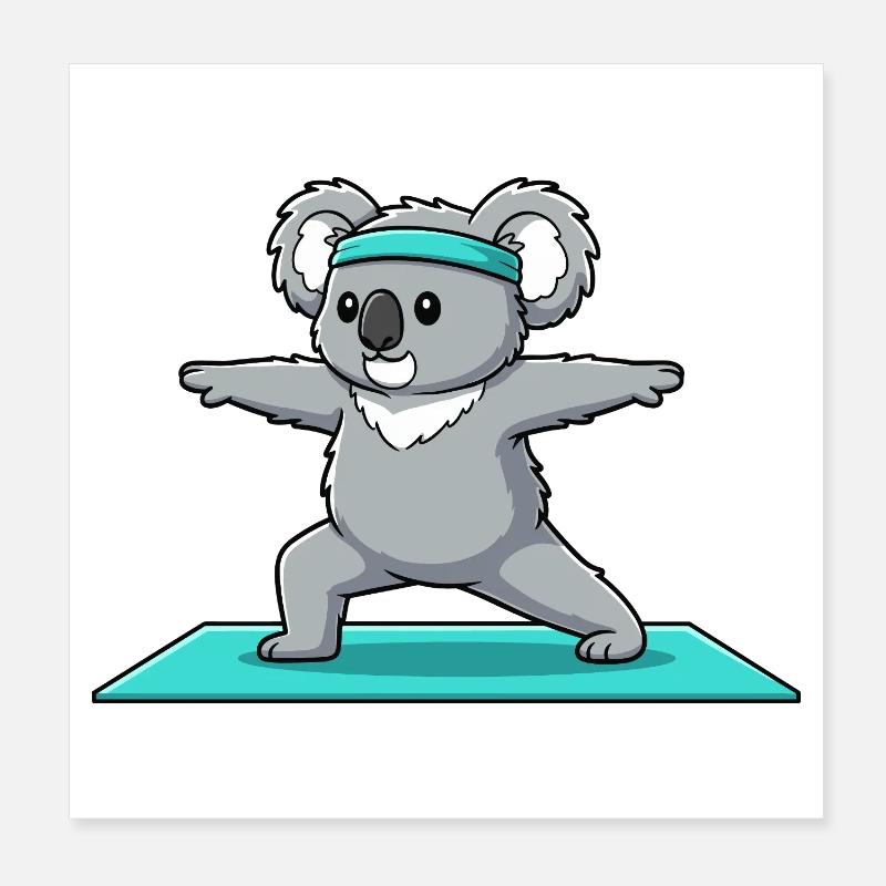 Yoga Koala Bear Doing Warrior Pose Poster 8" x 8" (20x20 cm)