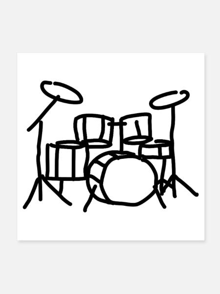 Drums Drummer Musical Instrument - Poster 8" x 8" (20x20 cm) - white - Front