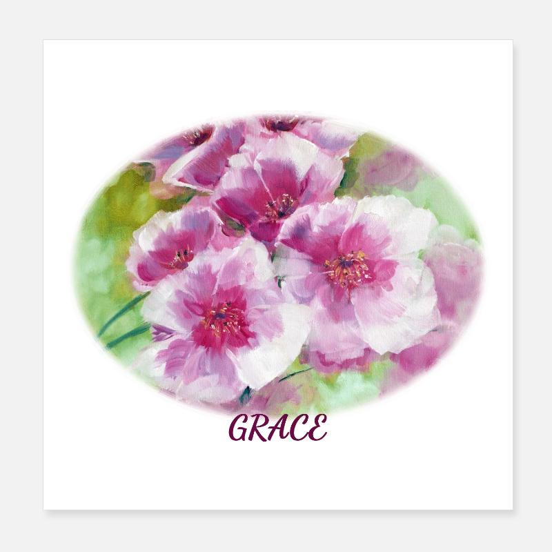 Grace – Lebendige Frühlingsblüten-Ellipse Poster 20x20 cm