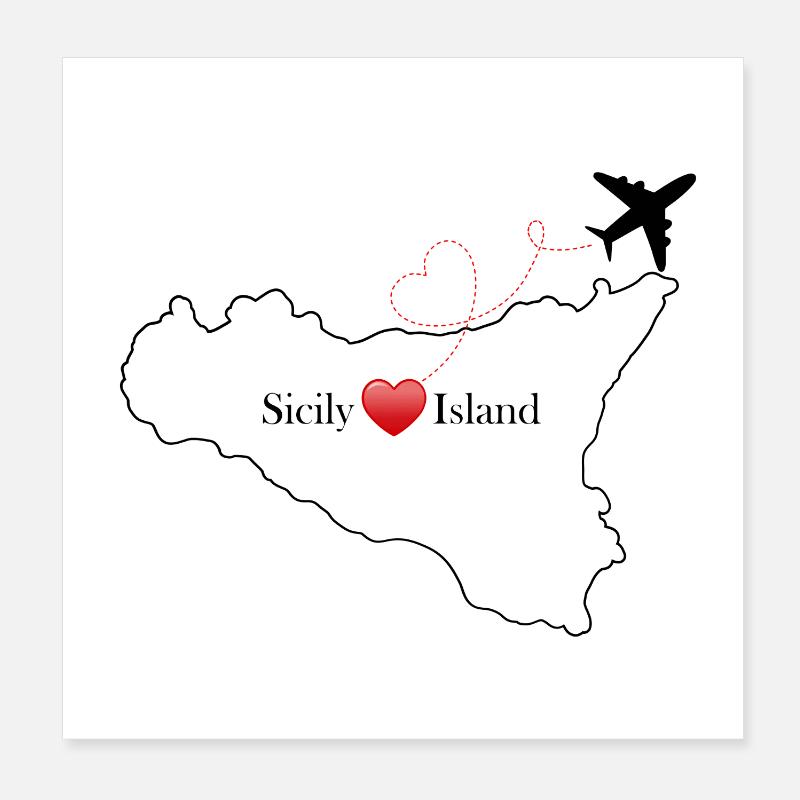 Île de Sicile Poster 20 x 20 cm