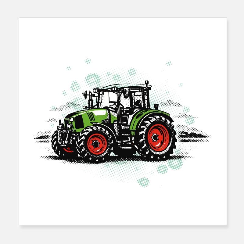 Vintage Traktor – Halftone Trekker Geschenk Poster 20x20 cm