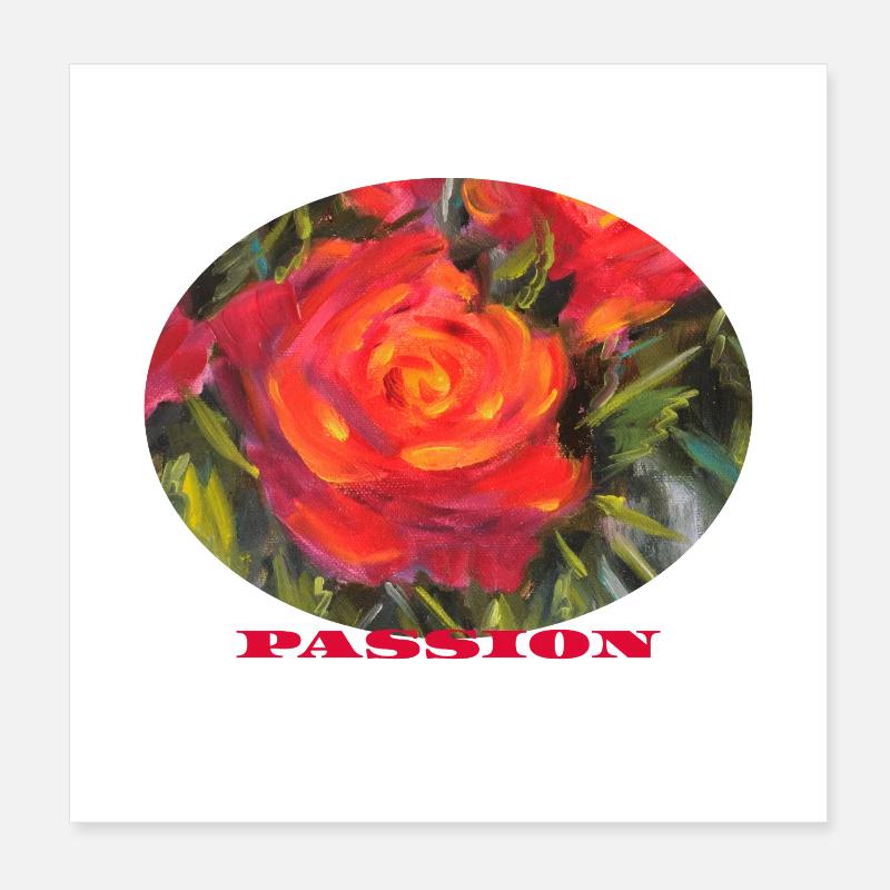 Passion - Vibrant Red Rose Macro Ellipse Poster 8" x 8" (20x20 cm)