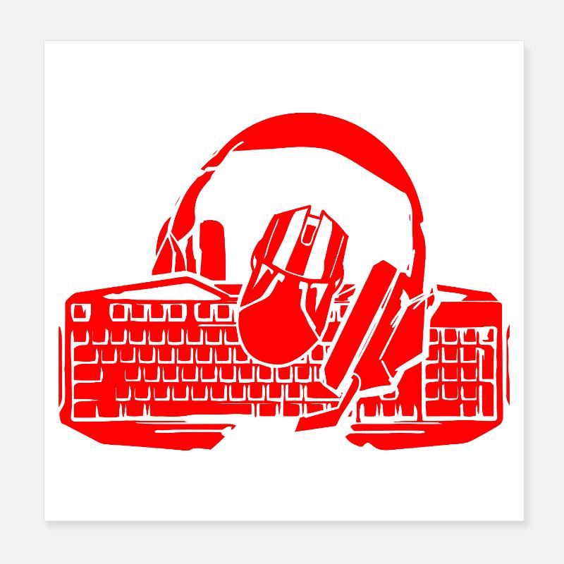 Clavier et casque rétro Poster 20 x 20 cm