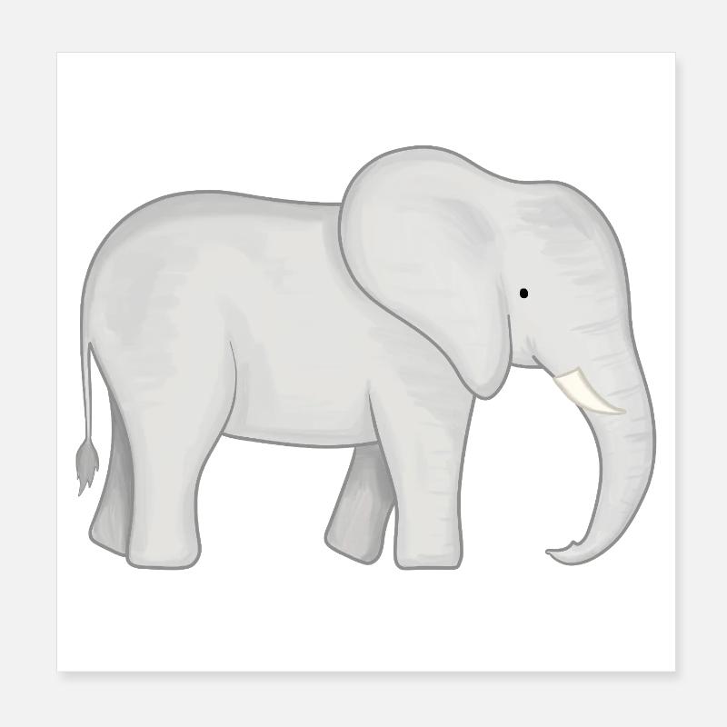 Dessin de l’éléphant blanc Poster 20 x 20 cm