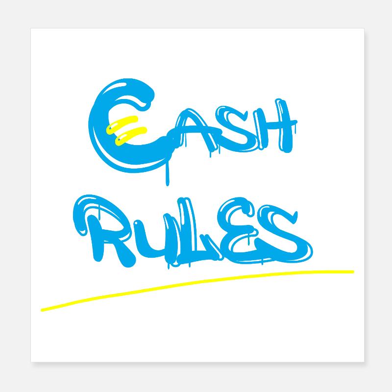 Money Rules Graffiti Lettering Poster 8" x 8" (20x20 cm)