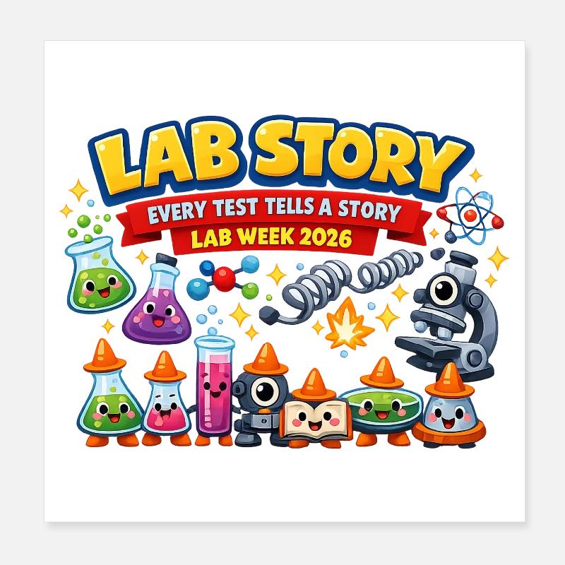 Lab Story Laborwoche 2026 Poster 20x20 cm
