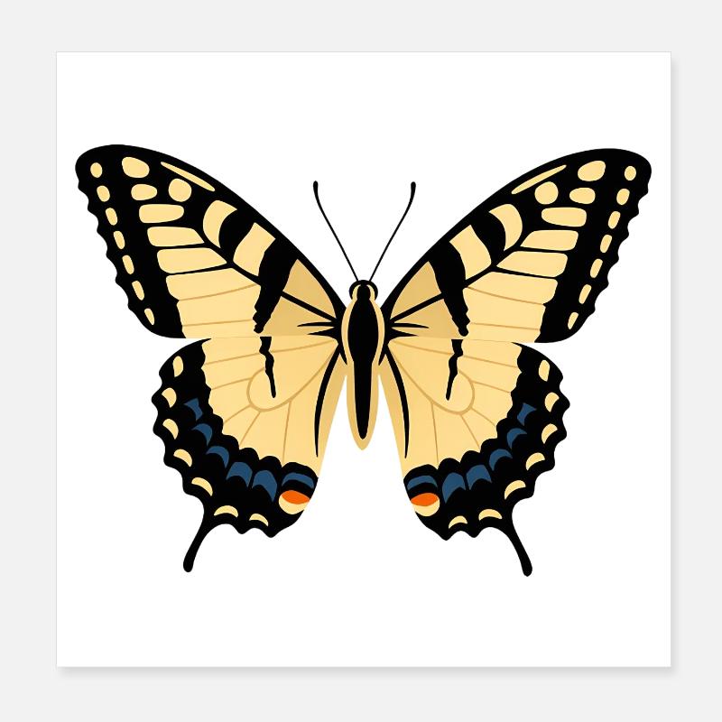 Ailes de papillon noir jaune Poster 20 x 20 cm