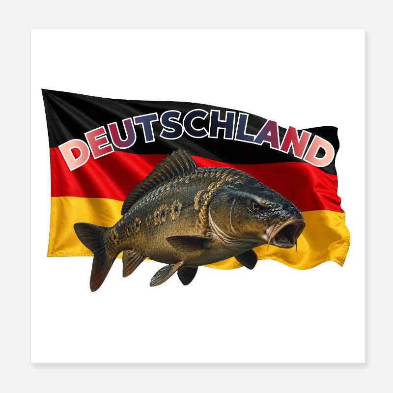 Karpfenangeln Deutschland - Angeldesign Poster 20x20 cm