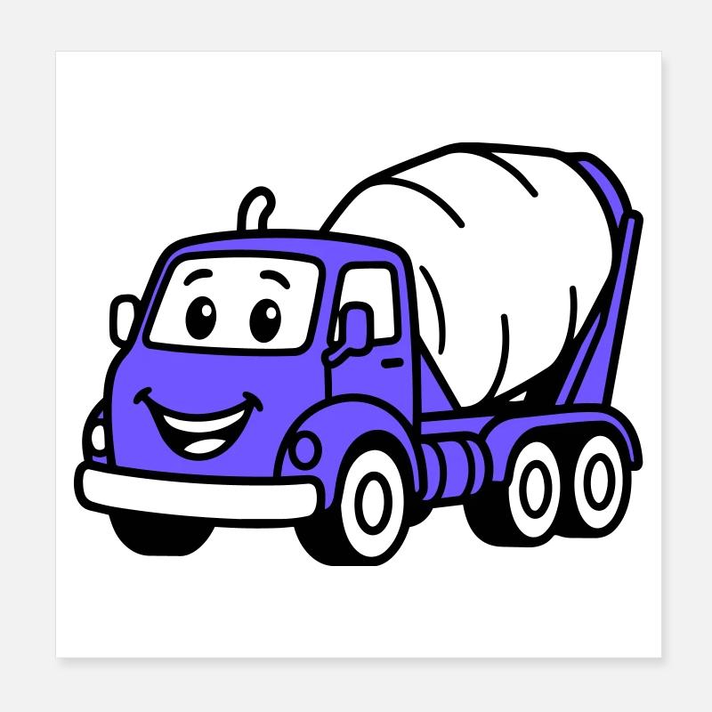 Les enfants du chariot de construction Poster 20 x 20 cm