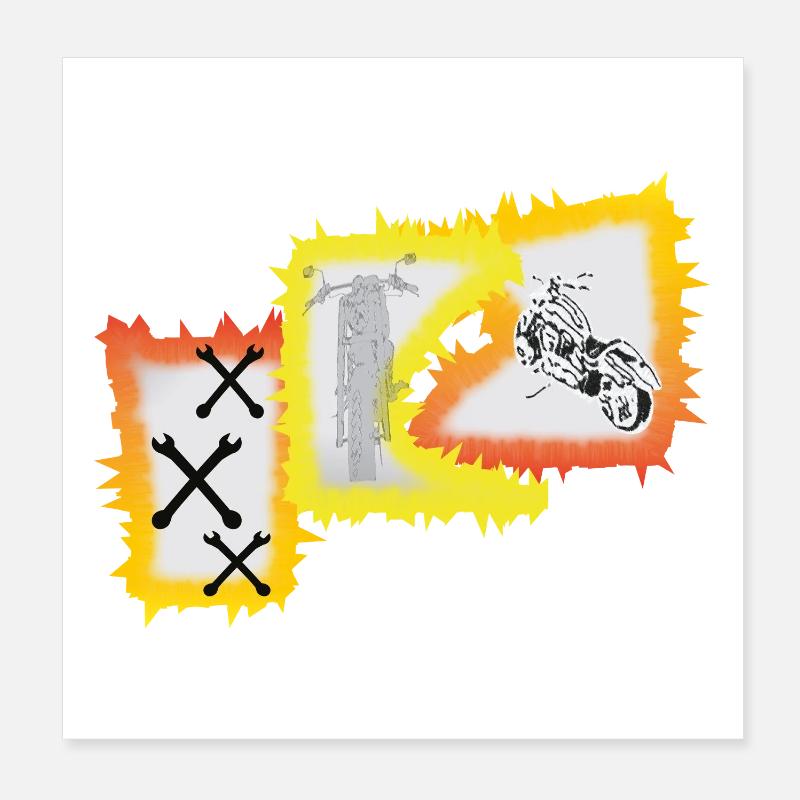 Biker Motorrad Chopper  Poster 20x20 cm
