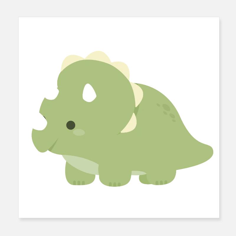 Emerald Triceratops Charm Poster 8" x 8" (20x20 cm)