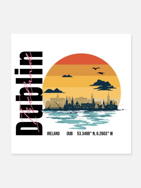 Silhouette vintage de Dublin en Irlande - Poster 20 x 20 cm - blanc - Devant